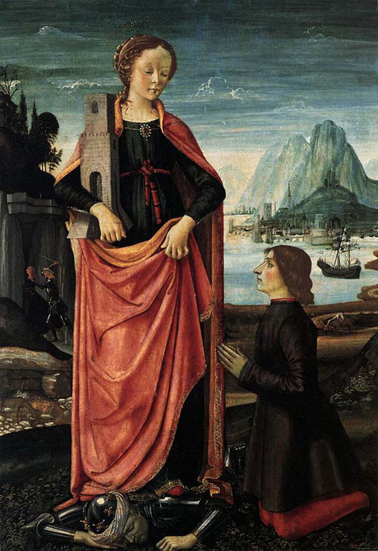 Saint Barbara Crushing her Infidel Father with a Kneeling Donor